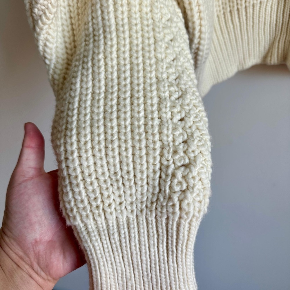 Apiece Apart Sweater Womens Large Ecru Tinitha Lace Merino Wool Chunky Knit NWT - Picture 10 of 10